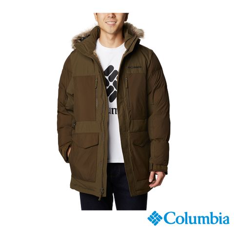 Columbia 哥倫比亞 男款- Omni-Heat™黃金鋁點極暖連帽長版外套-橄欖綠 UWE55590OL