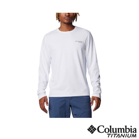 Columbia 哥倫比亞 男款- 鈦 超防曬UPF50快排長袖上衣-白色 UAE81790WT/JS