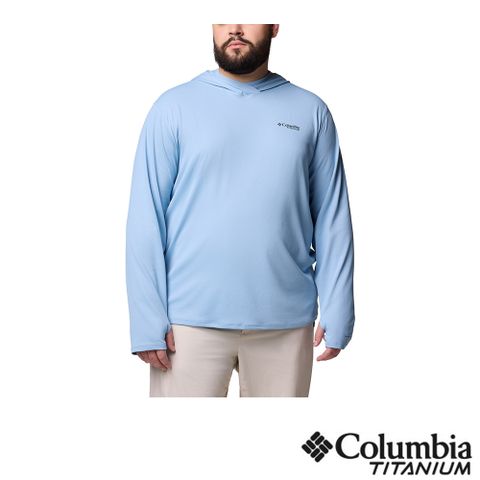 Columbia 哥倫比亞 男款- 鈦 超防曬UPF50快排連帽上衣-海洋藍 UAE99930AB/JS