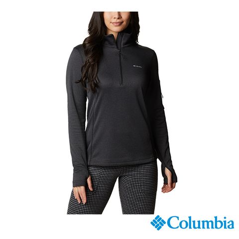 Columbia 哥倫比亞 女款- 防曬50快排刷毛半開襟上衣-黑色 UAR57820BK