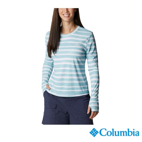 Columbia哥倫比亞 女款-UPF50抗曬快排長袖上衣-湖水綠 UAR24710AQ