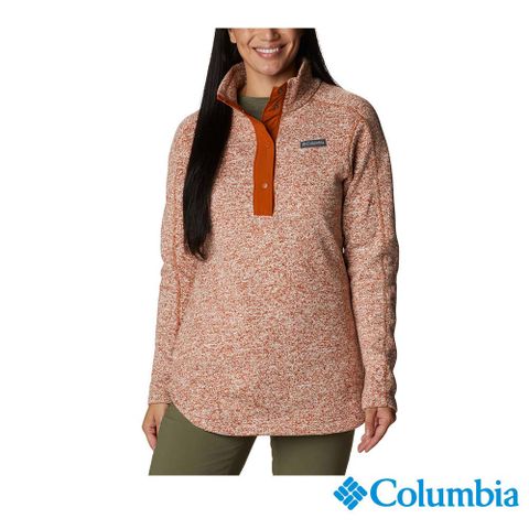 Columbia 哥倫比亞 女款- 刷毛半開襟長版上衣-蜜桃 UAR73730PH / FW22
