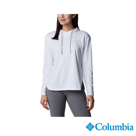 Columbia 哥倫比亞 女款-防曬UPF50快排連帽長袖上衣-白色 UAL21920WT (2024春夏)