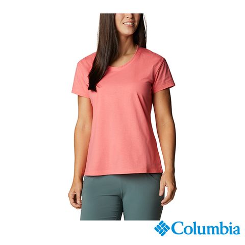Columbia 哥倫比亞 女款- UPF50快排短袖上衣-粉紅 UAL29680PK