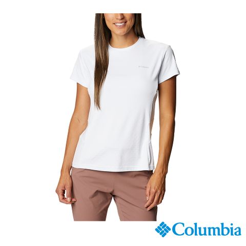 Columbia哥倫比亞 女款- UPF50酷涼快排短袖上衣-白色 UAR29570WT