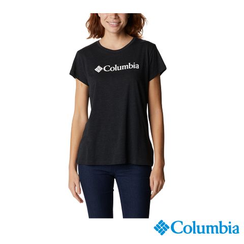 Columbia 哥倫比亞 女款-快排短袖上衣-黑色 UAR07460BK