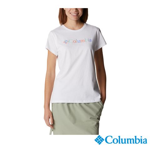 Columbia 哥倫比亞 女款-快排短袖上衣-白色 UAR07460WT