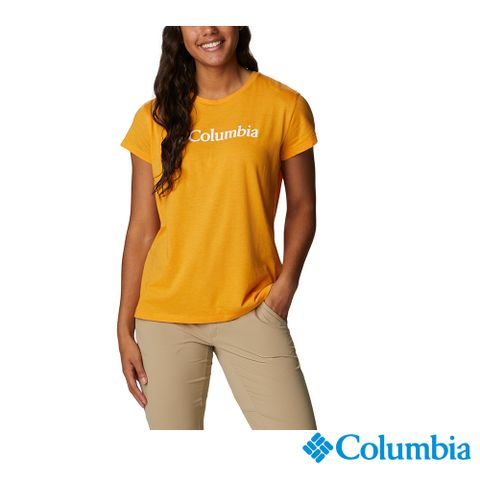 Columbia 哥倫比亞 女款-快排短袖上衣-黃色 UAR07460YL