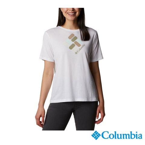 Columbia 哥倫比亞 女款-LOGO 短袖上衣-白色 UAR31200WT