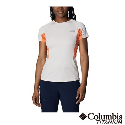 Columbia 哥倫比亞 女款- 鈦 酷涼快排短袖上衣-橘紅 UAK18040AH (2023春夏)