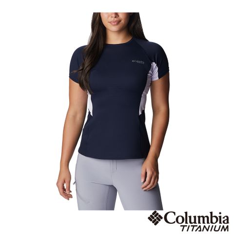 Columbia 哥倫比亞 女款- 鈦 酷涼快排短袖上衣-深藍 UAK18040NY (2023春夏)