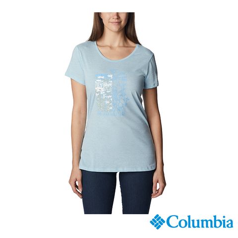 Columbia 哥倫比亞 女款-短袖上衣-藍色 UAL31250BL (2023春夏)