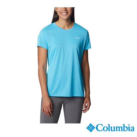 Columbia 哥倫比亞 女款-Omni-Wick快排短袖上衣-藍色 UAR98050BL (2023春夏)