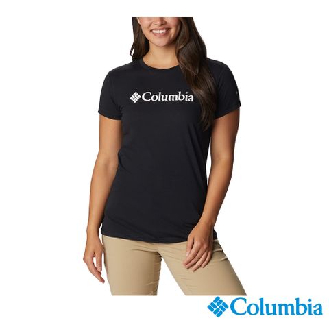 Columbia 哥倫比亞 女款-LOGO短袖上衣-黑色 UAL07460BK (2023春夏)