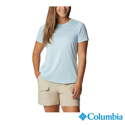 Columbia 哥倫比亞 女款-OFZ涼感快排短袖上衣-藍色 UAK35110BL (2023春夏)