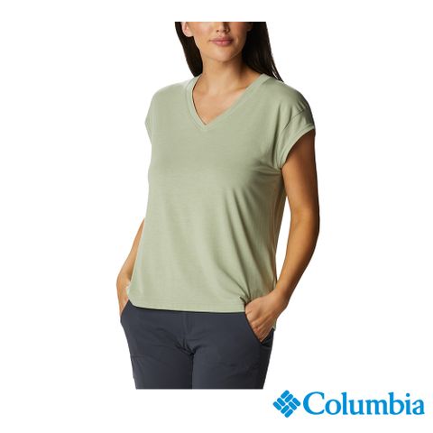 Columbia 哥倫比亞 女款-Omni-Wick 快排短袖上衣-灰綠 UAR99260GG (2023春夏)