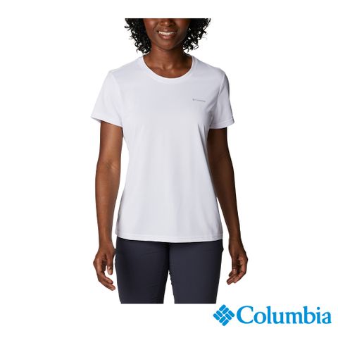 Columbia哥倫比亞 女款-快排短袖上衣-白色 UAK98050WT (2024春夏)