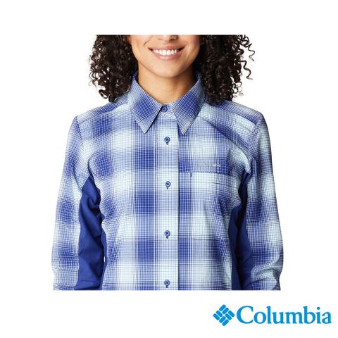 Columbia 哥倫比亞 女款 - Omni-Shade™超防潑長袖襯衫-藍色格紋 UAR89380JC /FW22