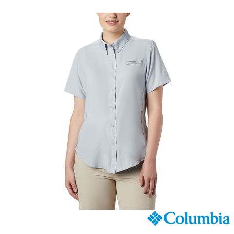Columbia 哥倫比亞 女款 -UPF50快排短袖襯衫-藍灰 UFL72770GL