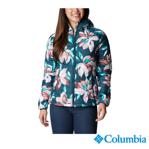 Columbia 哥倫比亞 女款 - Powder Lite™ 保暖連帽外套-藍印花色 UWR14990PB-HF