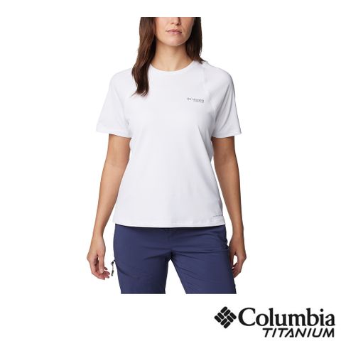Columbia哥倫比亞 女款- 鈦 超防曬UPF50快排短袖上衣-白色 UAR55440WT/JS