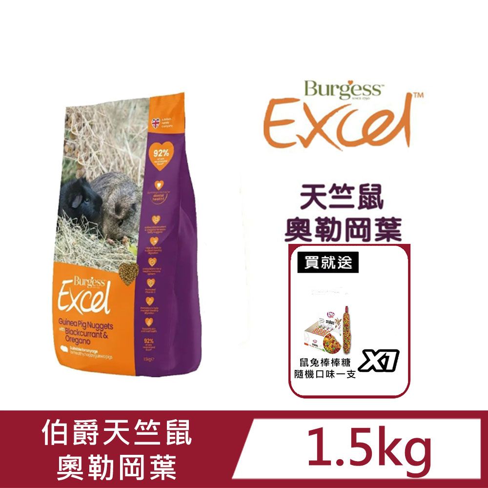  【英國伯爵 Burgess】Excel系列 天竺鼠飼料 黑加侖&奧勒岡葉 2kg