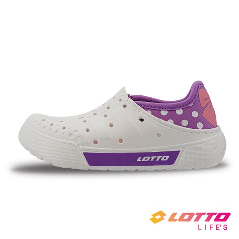 【LOTTO 義大利】童鞋 Salina輕量洞洞鞋(白/紫)