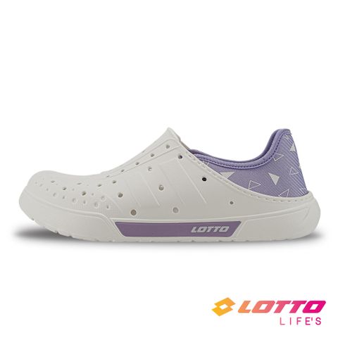 【LOTTO 義大利】女 Salina輕量洞洞鞋(白/紫)