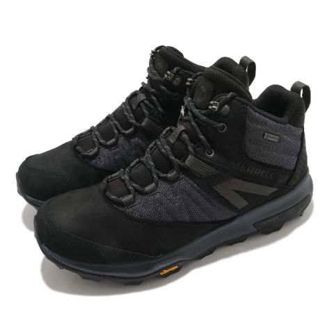 Merrell 戶外鞋 Zion Mid GTX 運動 男鞋 登山 越野 耐磨 黃金大底 防水 中筒 黑 灰 ML036235 ML036235