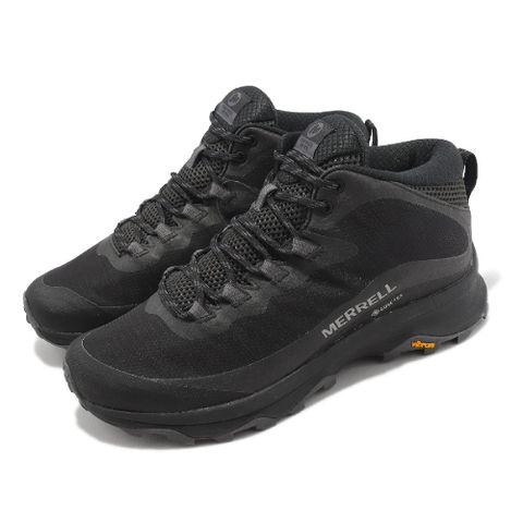 Merrell 戶外鞋 Moab Speed Mid GTX 男鞋 極致黑 防水 黃金大底 反光 登山鞋 郊山 ML067075