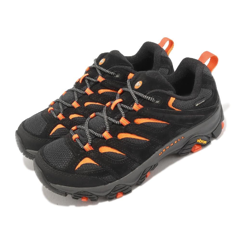 Merrell 邁樂  登山鞋 Moab 3 GTX 男鞋 黑 橘 防水 越野 戶外 郊山 低筒 反光 ML037025