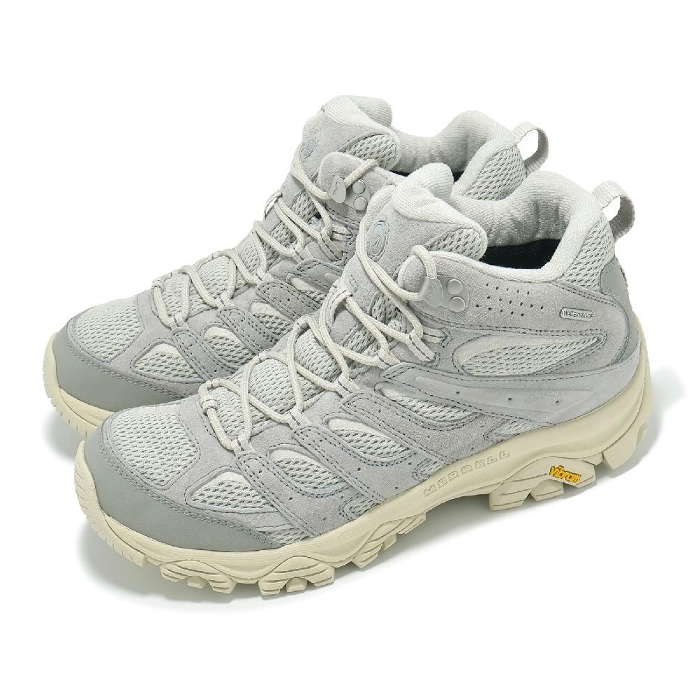 Merrell 邁樂 Merrell 邁樂 戶外鞋 Moab 3 Mid WP 男鞋 灰 米白 防潑水 中筒 黃金大底 登山鞋 廣告主打款 ML038391