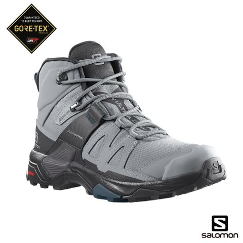 SALOMON 女 X ULTRA 4 Goretex 中筒登山鞋 深礦灰/黑/軍藍