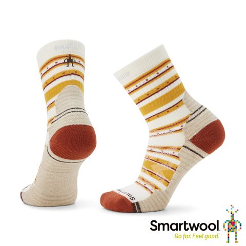 SmartWool 女 機能戶外全輕量減震蘇拉威西紋中筒襪 自然白