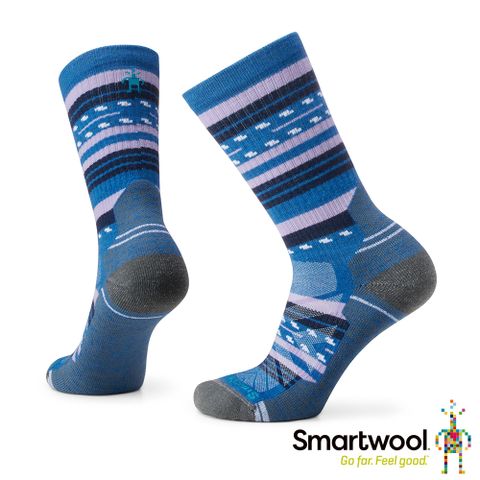 Smartwool 女機能戶外全輕量減震瑪格麗特紋中長襪 藍