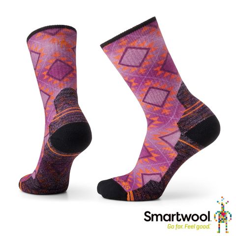 56%美麗諾羊毛SmartWool官方直營 女機能戶外全輕量減震中長襪-磁磚印花 粉霧紫