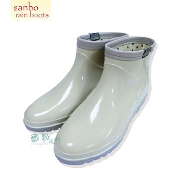 Sanho 三和牌 新圓點短雨鞋(象牙灰)