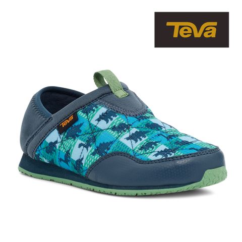 TEVA 原廠貨 幼/中童 ReEmber 兩穿式防潑水菠蘿麵包鞋/休閒鞋/懶人鞋/童鞋(恐龍藍)