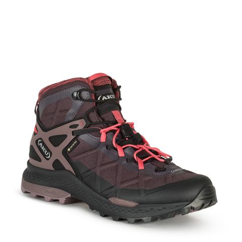 AKU 女 中筒 輕量雙鞋帶鯊齒登山健行鞋 暗紫 ROCKET MID DFS GTX