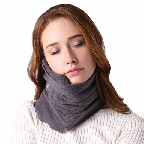 PUSH!旅遊用品超軟頸部支撐機上枕頭午睡頸枕飛行頭枕旅行枕頸椎枕灰色S57-2