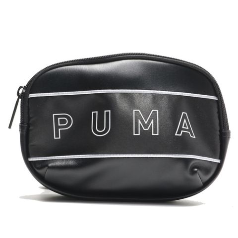 PUMA 側背包 黑 皮革 英文LOGO 迷你 斜背包 小包包 07739101