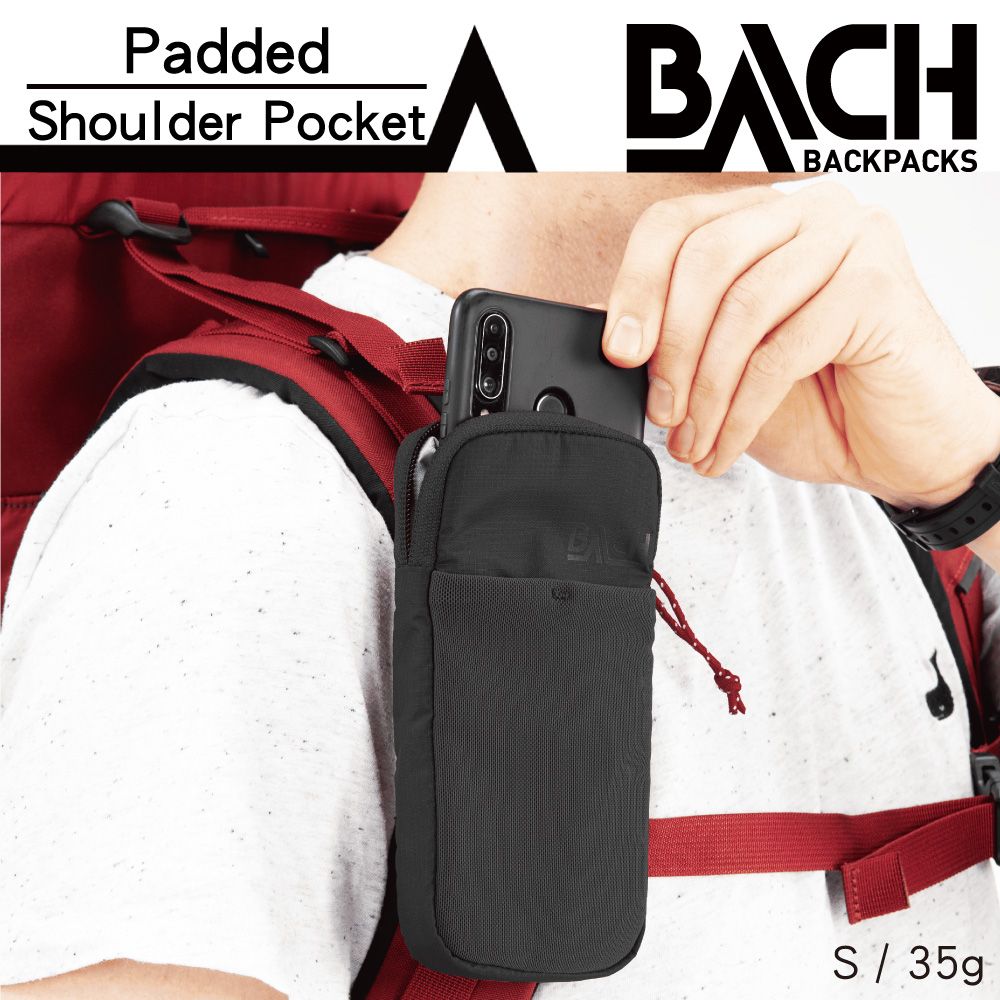 BACH  Padded Shoulder Pocket 方形肩帶手機包 黑色 S