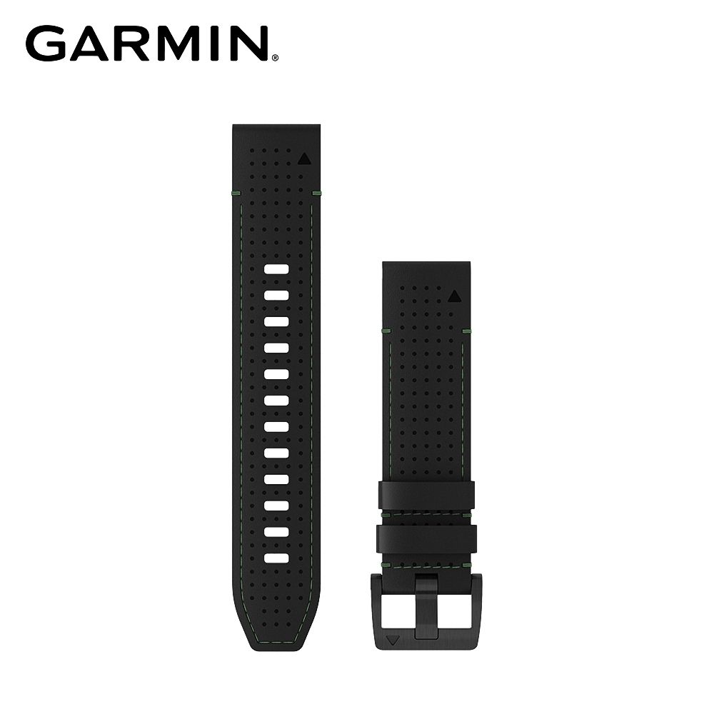 GARMIN  QuickFit 22mm 黑色皮革 FKM氟橡膠混合材質錶帶