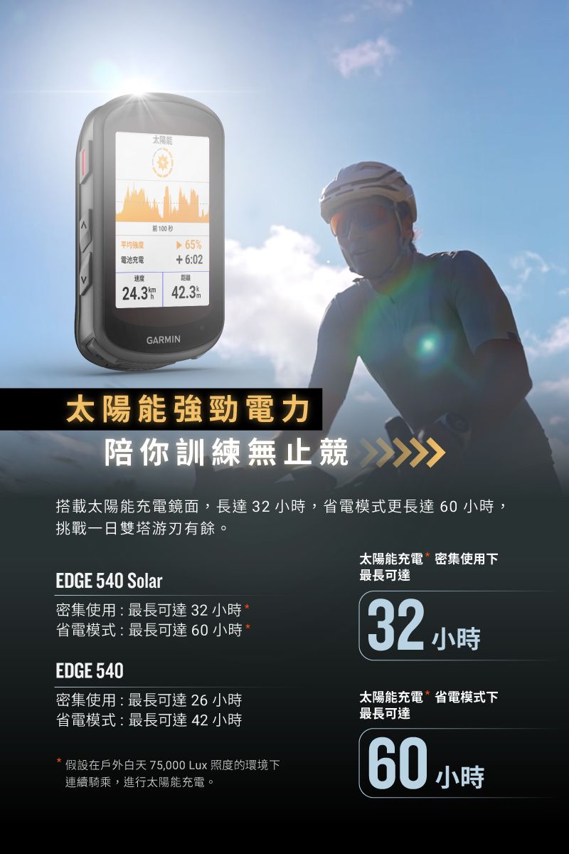 GARMIN Edge 540 Solar 太陽能GPS自行車衛星導航- PChome 24h購物