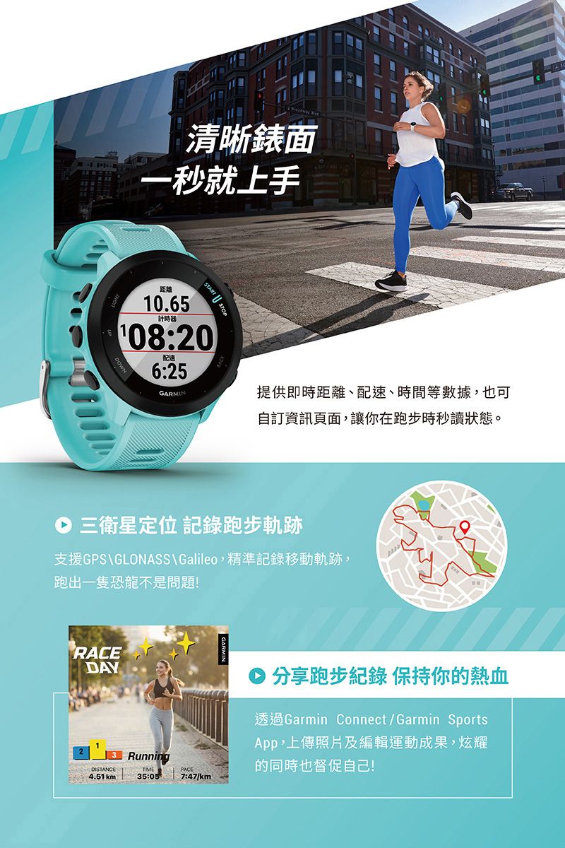 GARMIN Forerunner 55 GPS智慧心率跑錶- PChome 24h購物