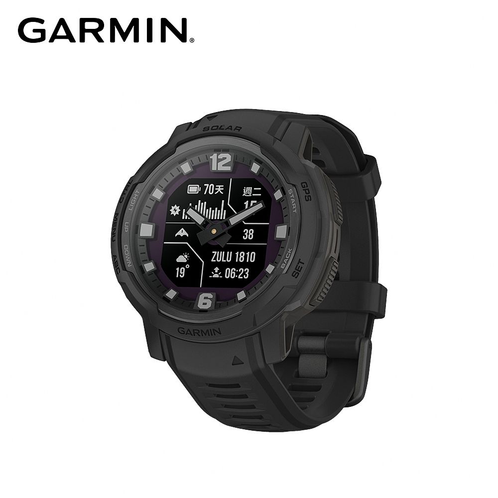 GARMIN  INSTINCT Crossover Solar 太陽能複合式GPS智慧腕錶 - 軍事戰術版 極致黑