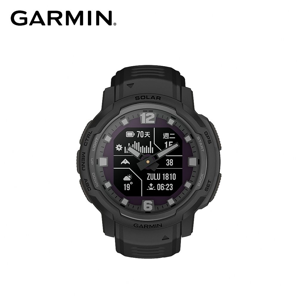 GARMIN  INSTINCT Crossover Solar 太陽能複合式GPS智慧腕錶 - 軍事戰術版 極致黑