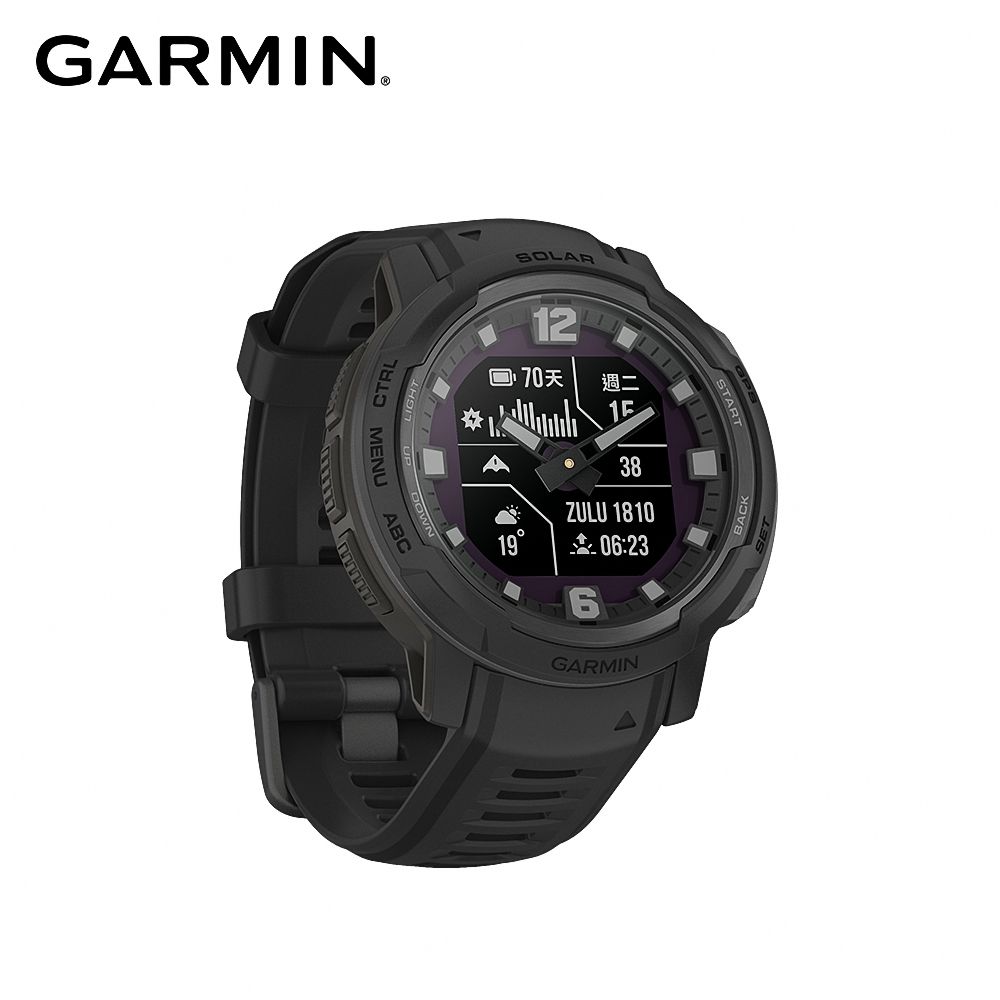 GARMIN  INSTINCT Crossover Solar 太陽能複合式GPS智慧腕錶 - 軍事戰術版 極致黑