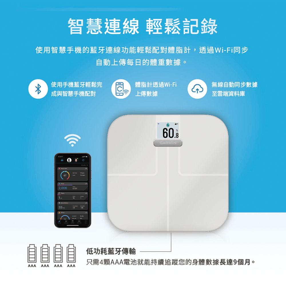 GARMIN  Index S2 WI-FI 智慧多功能體脂計/體重計