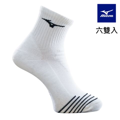 MIZUNO 美津濃 男運動厚底短襪 6雙入 32TXB51009Q 白x黑